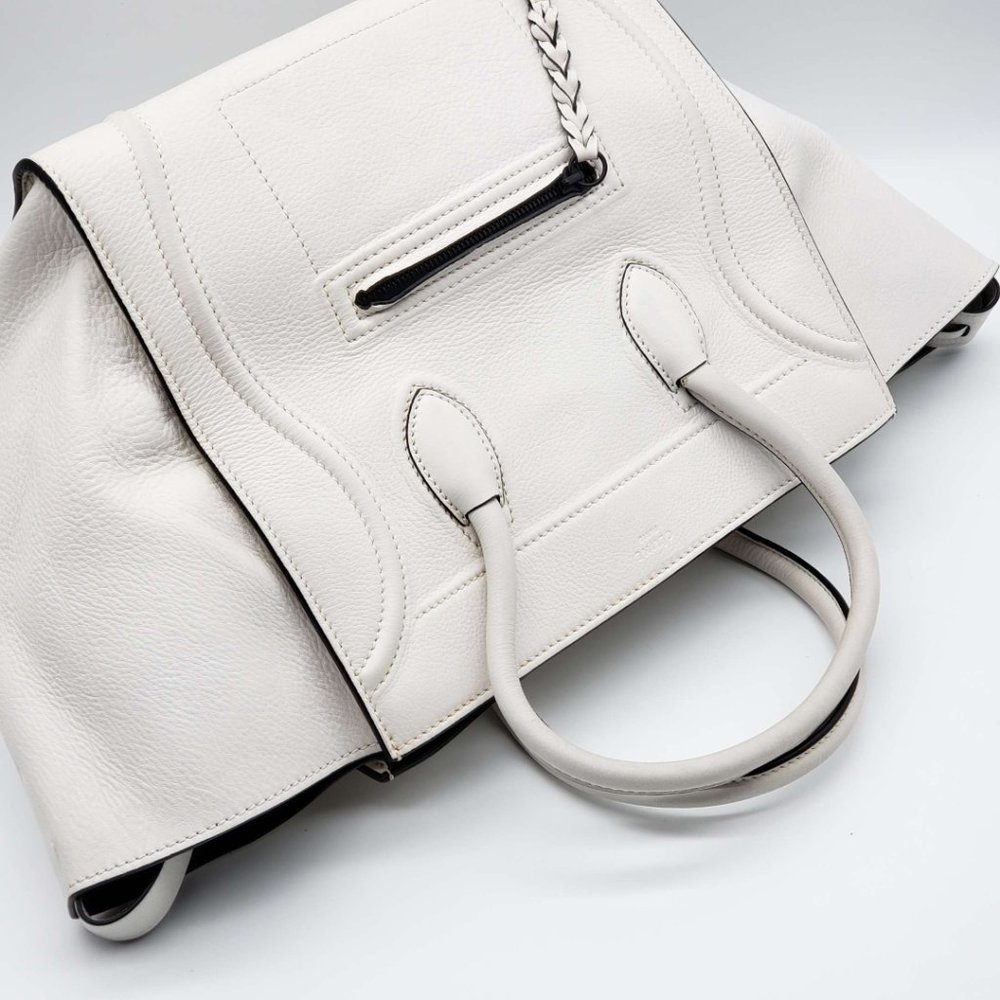 100% Authentic CELINE  White Leather Hand Bag - Picture 6 of 16